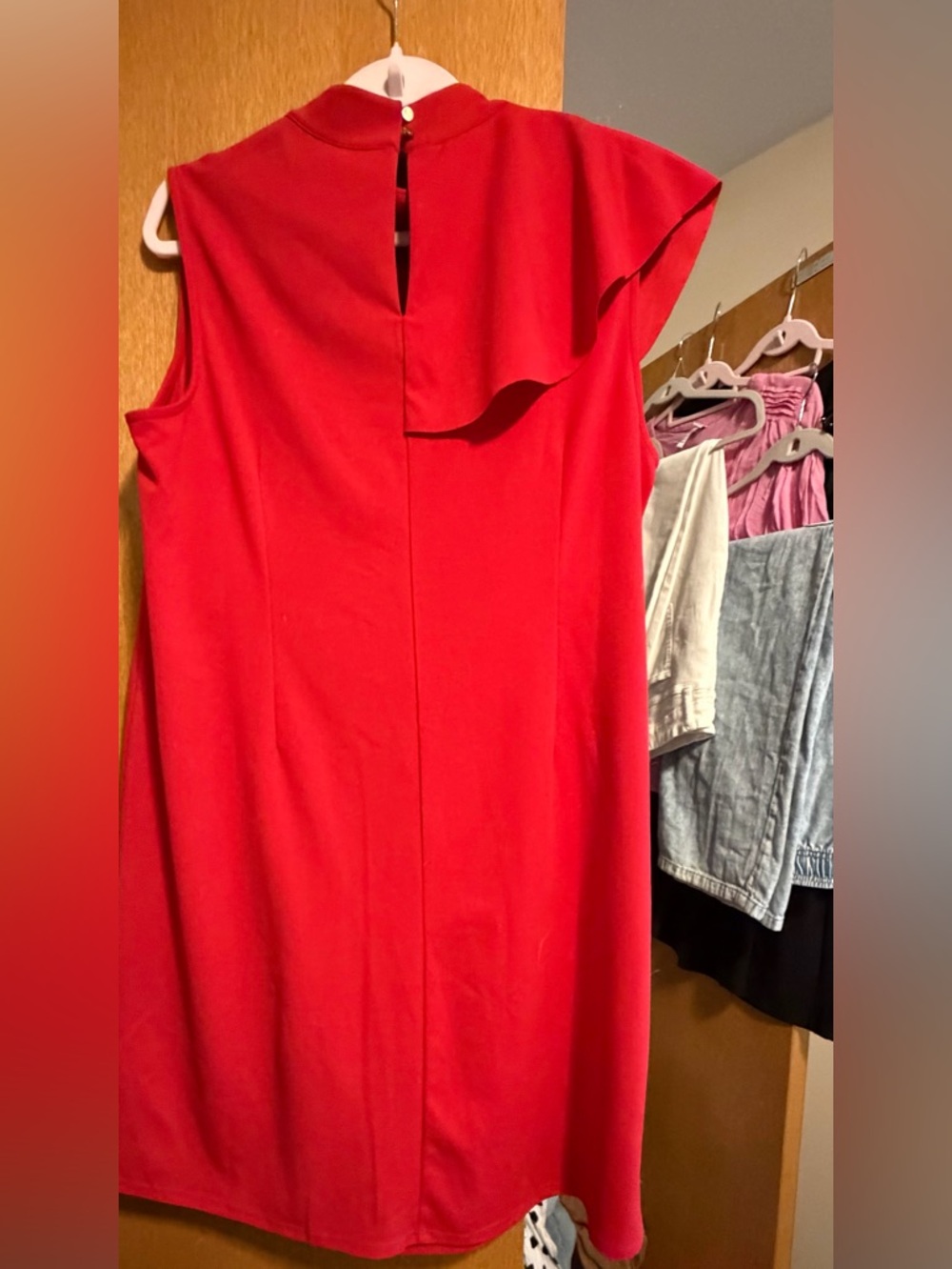 One-Shoulder Red Ruffle Dress - Picture 2 of 4